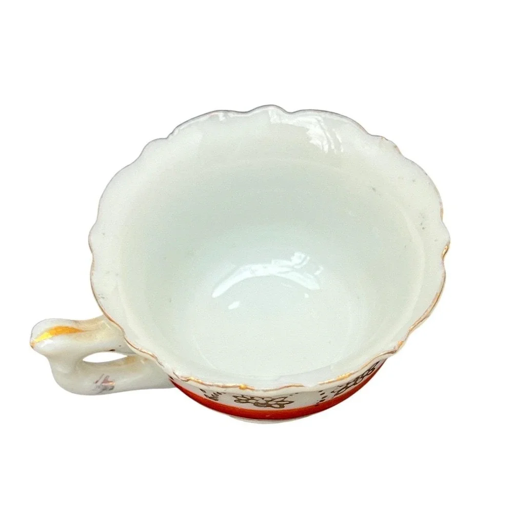 Vintage Paulux China Miniature Teacup Japanese Porcelain Orange Gold Floral
